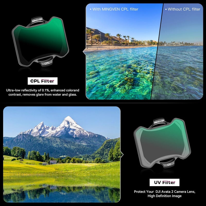 MINGVEN Avata 2 ND Filters, UV + CPL + ND Filters Set Camera Lens for DJI Avata 2 Drone Accessories - 6 Pack (CPL, UV, ND8, ND16, ND32, ND64) - Image 4